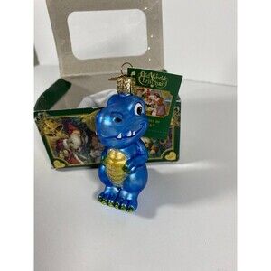 Old World Christmas Ornament Blue Dinosaur